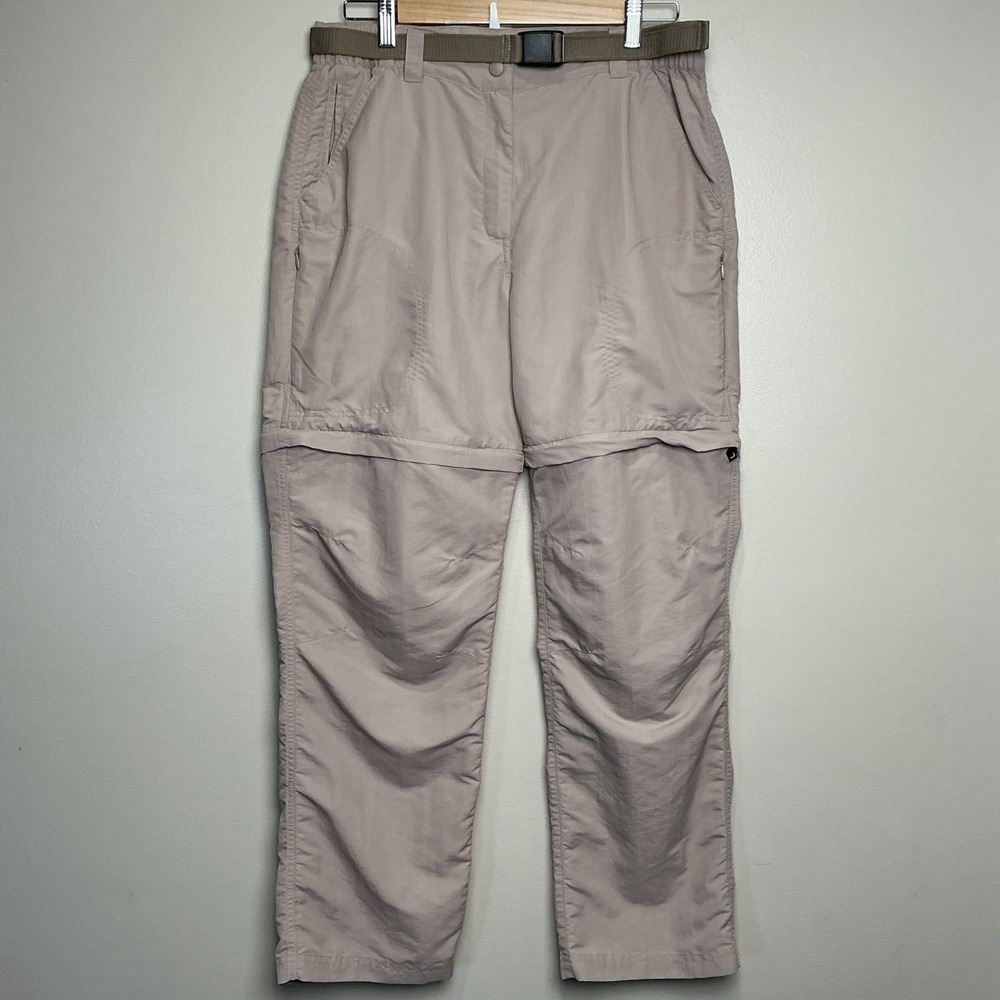 LL Bean Women's Convertible Belted Pants Beige Medium Hiking Outdoor